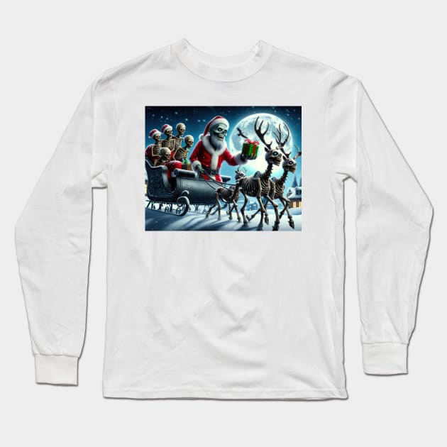 Zombie Santa Long Sleeve T-Shirt by TooplesArt